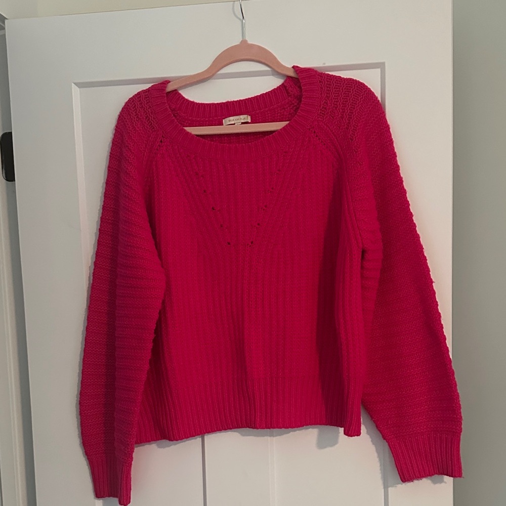 Skies Are Blue Vibrant Pink Crew Neck Sweater
